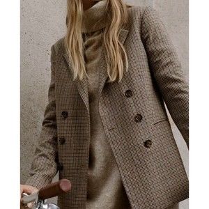 MANGO MNG Women’s Size XS Wrap Check Suit Blazer NWT